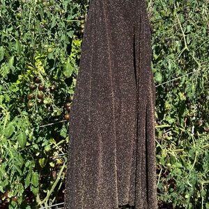 Forever ROSE couture dress GOLD on black glitter Sz 2X sleeveless flare style